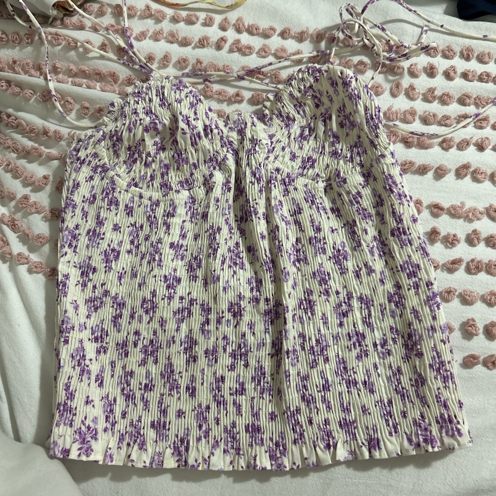 Zara Purple Floral Crop Top